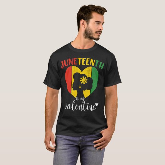 Juneteenth is mijn Valentijn Juneteenth Queen T-shirt (Voorkant volledig)