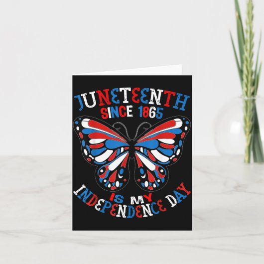 Juneteenth Is Onafhankelijkheidsdag Vlinder Rood W Kaart (Voorkant)