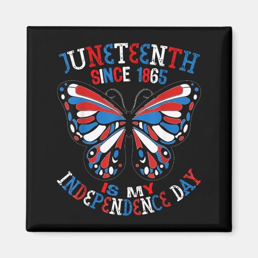Juneteenth Is Onafhankelijkheidsdag Vlinder Rood W Magneet (Voorkant)