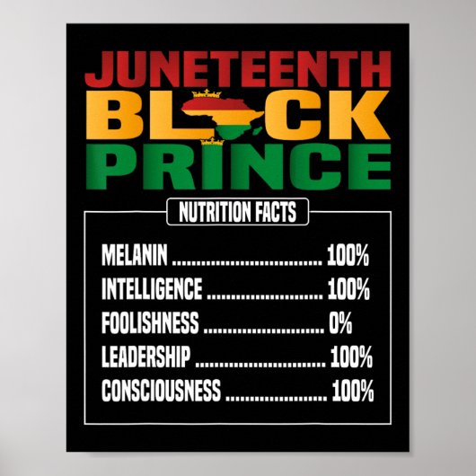 Juneteenth Kinder Zwarte Prins Voedingsfeiten Grat Poster (Voorkant)