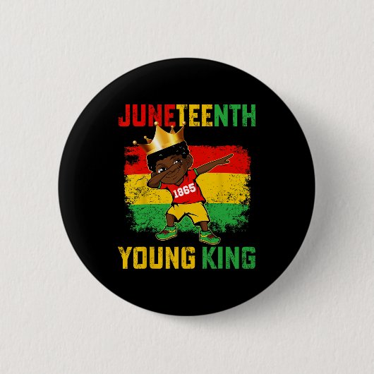 Juneteenth King viert 1865 Black Boys Kinder T Ronde Button 5,7 Cm (Voorkant)