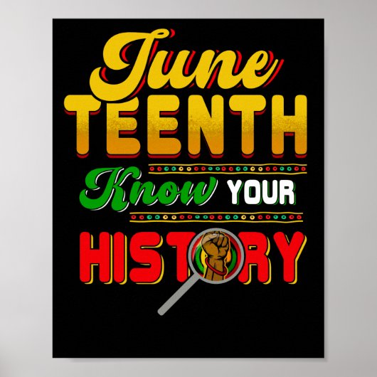 Juneteenth Know Your History Black Pride 1865 Poster (Voorkant)