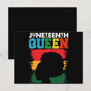 Juneteenth Koningin Zwarte Afro Melanine Meisje  Briefkaart