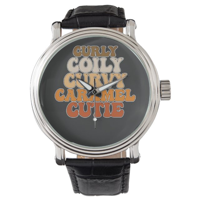 Juneteenth Krullende Kronkelige Kromme Karamel Sch Horloge (Voorkant)
