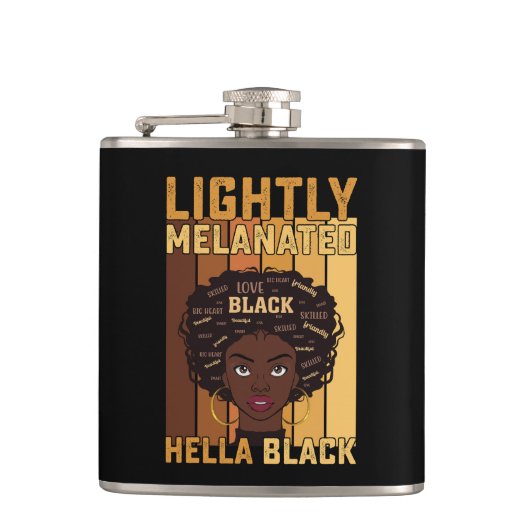 Juneteenth Licht Gemelaniseerd Hella Zwart Melanin Heupfles (Voorkant)