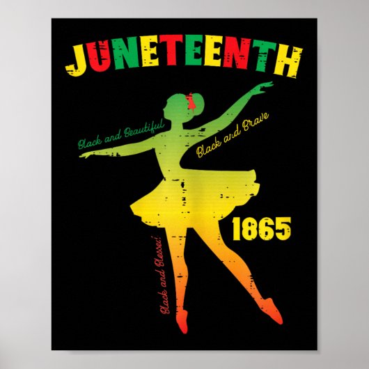 Juneteenth Llerina Zwart Mooi Llet Meisjes Kindere Poster (Voorkant)