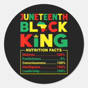 Juneteenth Mannen Boy Black King Voedingsfeiten C Ronde Sticker