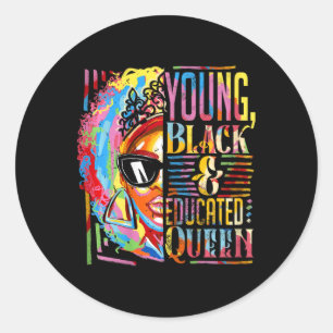 Juneteenth Melanin Afro Black Women Girl Black Ronde Sticker