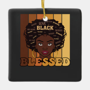 Juneteenth Melanin Black African American Girl Keramisch Ornament