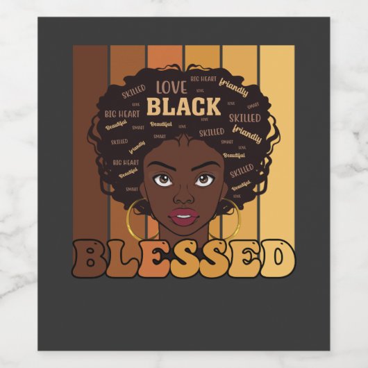 Juneteenth Melanin Black African American Girl Wijn Etiket (Enkel label)
