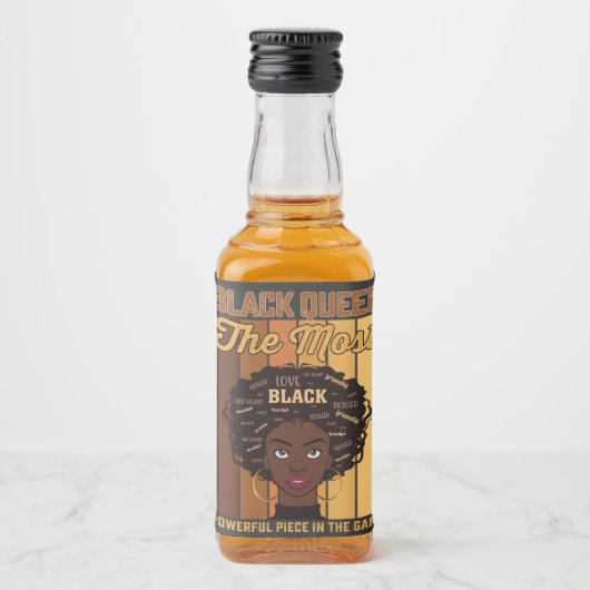 Juneteenth Melanin Black Girl de krachtigste Likeurfles Etiket (Voorkant)