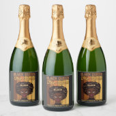 Juneteenth Melanin Black Girl de krachtigste Sparkling Wijnetiket (Flessen)