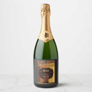 Juneteenth Melanin Black Girl de krachtigste Sparkling Wijnetiket