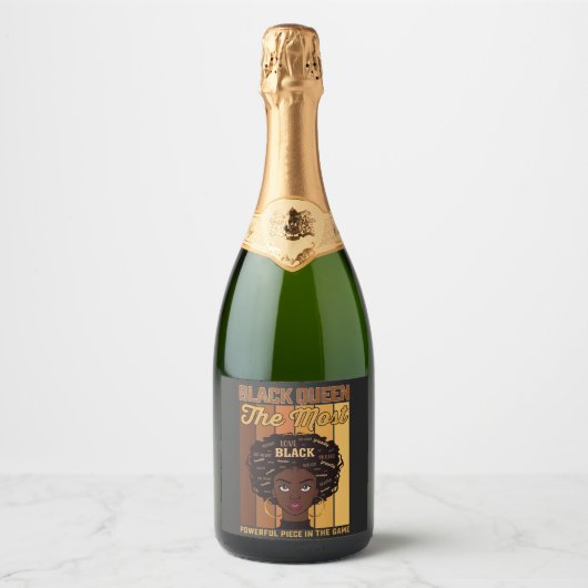 Juneteenth Melanin Black Girl de krachtigste Sparkling Wijnetiket (Voorkant)