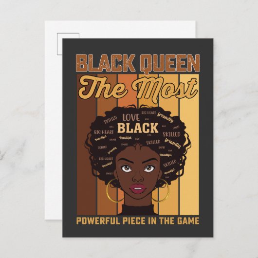 Juneteenth Melanin Black Girl de krachtigste Uitnodiging Briefkaart (Voorkant / Achterkant)