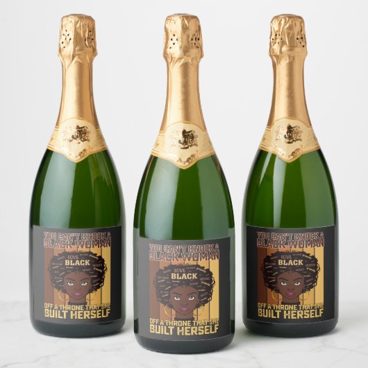 Juneteenth Melanin kan geen zwarte vrouw slaan Sparkling Wijnetiket (Flessen)