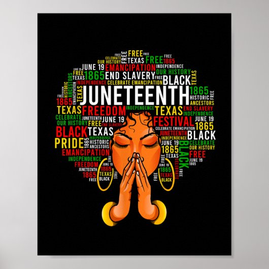 Juneteenth Melanine Zwart Vrouwen Natuurlijk Haar Poster (Voorkant)