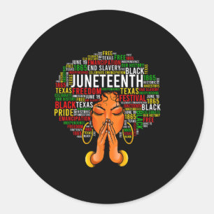 Juneteenth Melanine Zwart Vrouwen Natuurlijk Haar Ronde Sticker
