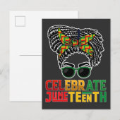 Juneteenth Messy Bun Celebrating Black Freedom Uitnodiging Briefkaart (Voorkant / Achterkant)