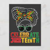 Juneteenth Messy Bun Celebrating Black Freedom Uitnodiging Briefkaart (Voorkant)
