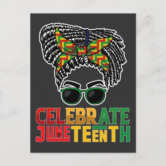 Juneteenth Messy Bun Celebrating Black Freedom Uitnodiging Briefkaart (Voorkant)
