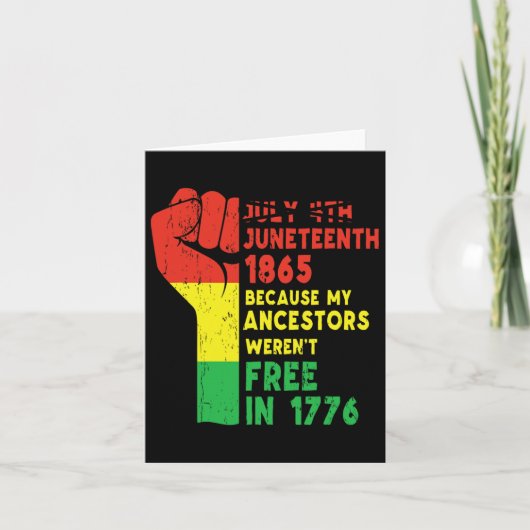 Juneteenth My Ancestors Free Black African Flag Pr Kaart (Voorkant)