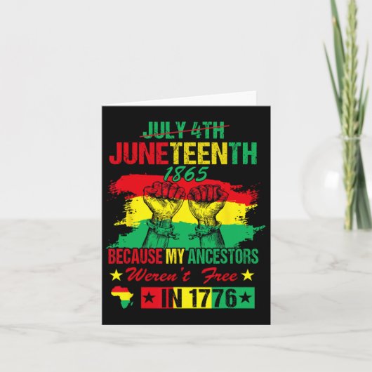 Juneteenth My Ancestors Free Black African Flag Pr Kaart (Voorkant)