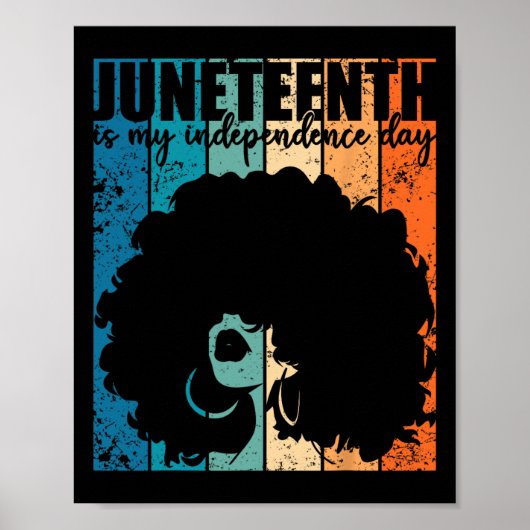Juneteenth My Independence Day Retro Afro Women Me Poster (Voorkant)
