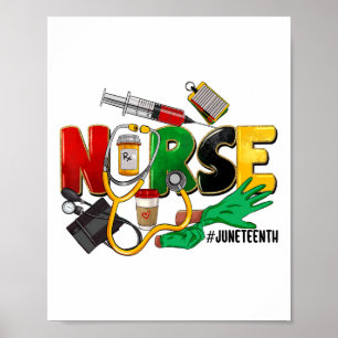 Juneteenth Nurse Black Vrouwen Black Geschiedenis  Poster