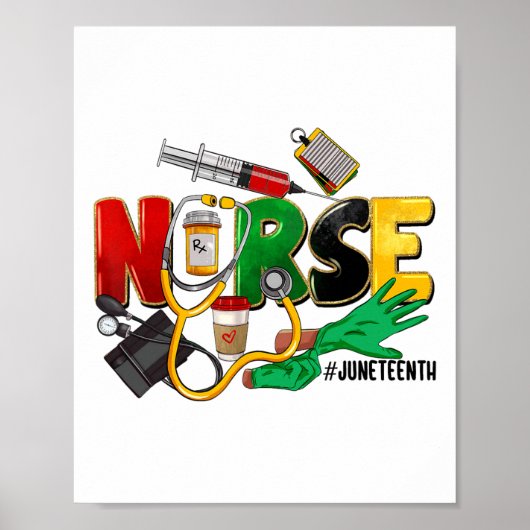 Juneteenth Nurse Black Vrouwen Black Geschiedenis Poster (Voorkant)
