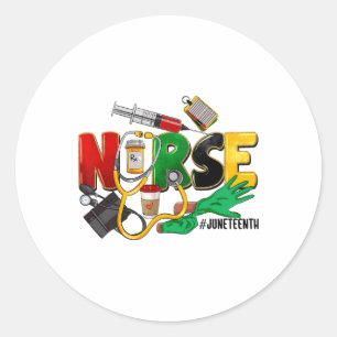 Juneteenth Nurse Black Vrouwen Black Geschiedenis Ronde Sticker