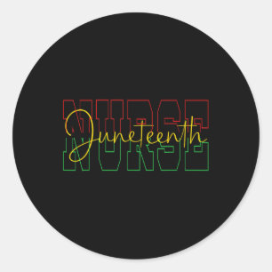Juneteenth Nurse Melanin Nursing Stethoscope Zwart Ronde Sticker