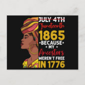 Juneteenth omdat mijn voorouder niet vrij was 1776 briefkaart (Voorkant)