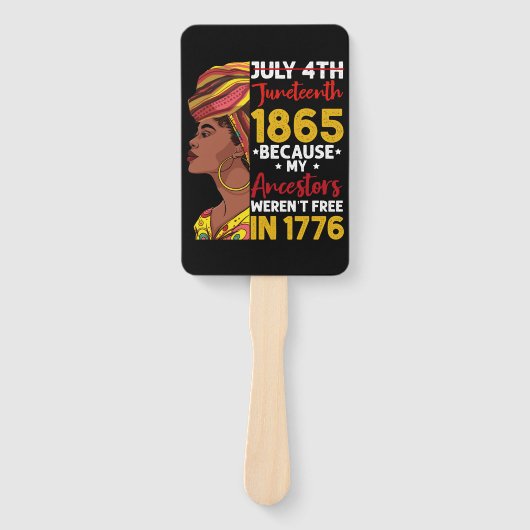 Juneteenth omdat mijn voorouder niet vrij was 1776 handwaaier (Voorkant)
