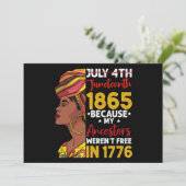 Juneteenth omdat mijn voorouder niet vrij was 1776 kaart (Staand voorkant)