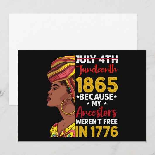 Juneteenth omdat mijn voorouder niet vrij was 1776 kaart (Voorkant / Achterkant)