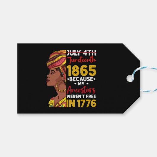 Juneteenth Omdat mijn voorouders niet vrij waren 1 Cadeaulabel (Voorkant (Horizontaal))