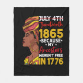 Juneteenth Omdat mijn voorouders niet vrij waren 1 Fleece Deken (Voorkant)