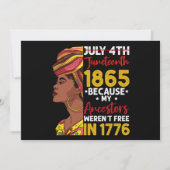 Juneteenth Omdat mijn voorouders niet vrij waren 1 Kaart (Voorkant)