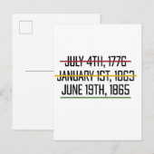 Juneteenth Onafhankelijkheidsdag Zwarte Geschieden Uitnodiging Briefkaart (Voorkant / Achterkant)