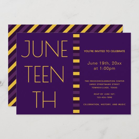 Juneteenth Paarse Yellow Freedom Celebration Kaart (Voorkant / Achterkant)
