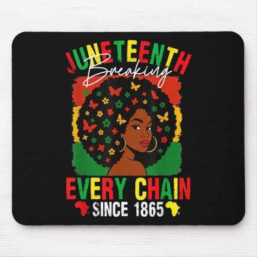 Juneteenth Pride Breaking Every Chain Black Afro G Muismat (Voorkant)