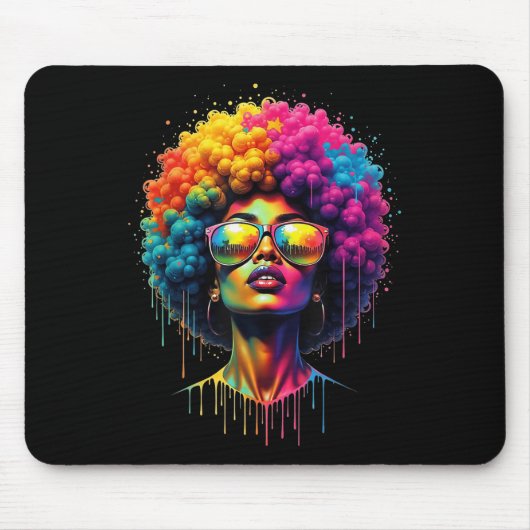 Juneteenth Queen Afro Melanin Drip Black Pride Muismat (Voorkant)
