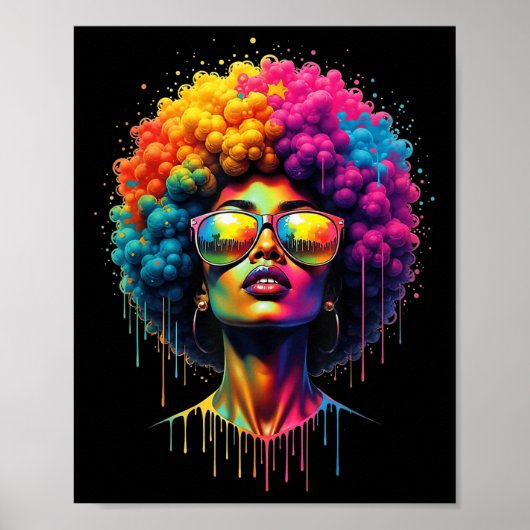 Juneteenth Queen Afro Melanin Drip Black Pride Poster (Voorkant)