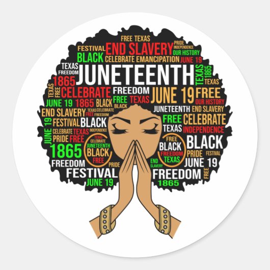 Juneteenth Queen Black Melanin Praying Women Sista Ronde Sticker (Voorkant)