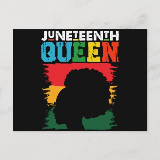 Juneteenth Queen Zwart Afro Melanine Meisje Briefkaart (Voorkant)