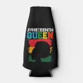 Juneteenth Queen Zwart Afro Melanine Meisje Flesjeskoeler (Voorkant)