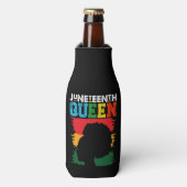 Juneteenth Queen Zwart Afro Melanine Meisje Flesjeskoeler (Fles Voorkant)