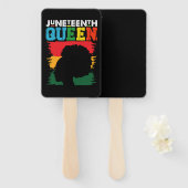 Juneteenth Queen Zwart Afro Melanine Meisje Handwaaier (Voorkant en achterkant)