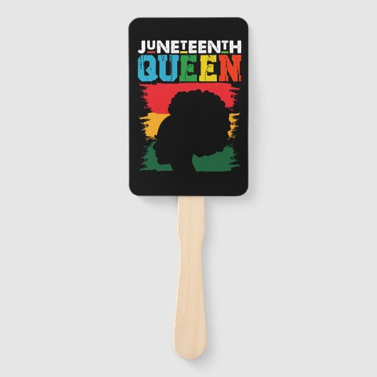 Juneteenth Queen Zwart Afro Melanine Meisje Handwaaier (Voorkant)